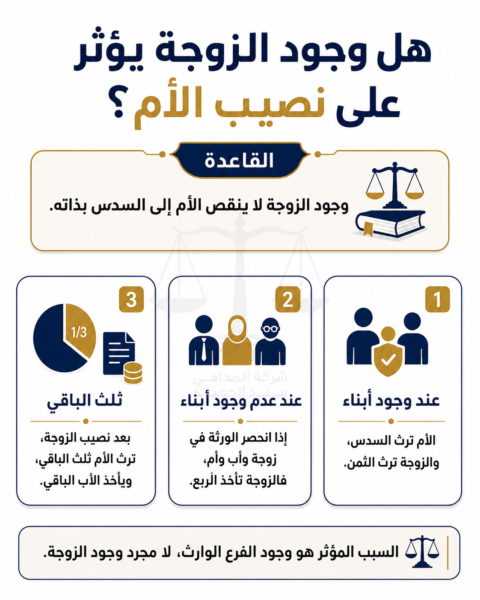 هل وجود الزوجة يؤثر على نصيب الأم؟